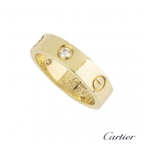Cartier 18k Yellow Gold Half Diamond Love Ring Size 61 B&P B4032400
